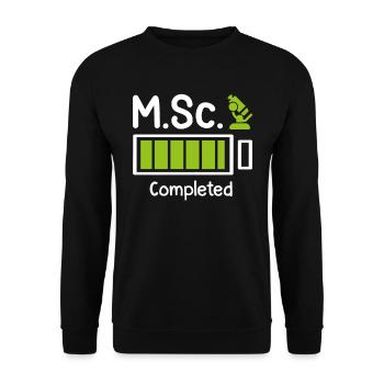 M.Sc completed Master Abschluss Master of Science - Unisex Pullover - Schwarz - Vorne - Alina (178cm) & Michal (187cm)
