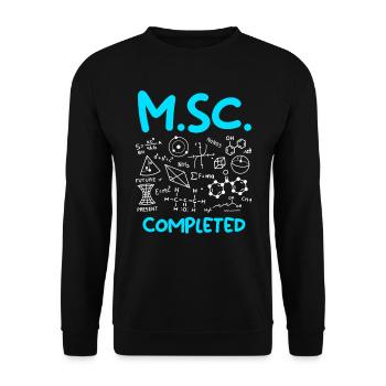 M.Sc completed Master Abschluss Master of Science - Unisex Pullover - Schwarz - Vorne - Alina (178cm) & Michal (187cm)