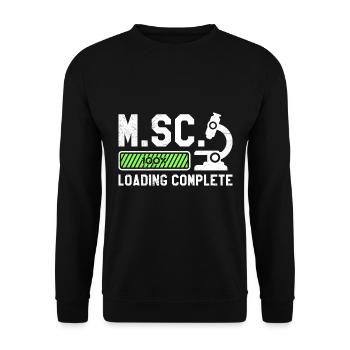 Master of Science Loading fertig Master Abschluss - Unisex Pullover - Schwarz - Vorne - Alina (178cm) & Michal (187cm)
