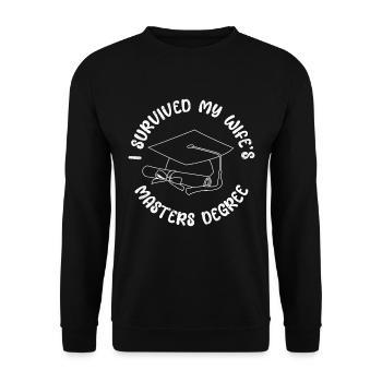 Survécu Ma femme a une maîtrise - Sweat-shirt Unisexe - noir - Devant - Alina (178cm) & Michal (187cm)