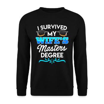 Überlebt Meine Frau hat einen Master Abschluss - Unisex Pullover - Schwarz - Vorne - Alina (178cm) & Michal (187cm)