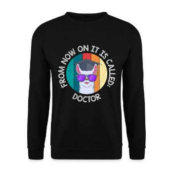 Ab jetzt heißt es Herr Doktor Doktortitel - Unisex Pullover - Schwarz - Vorne - Alina (178cm) & Michal (187cm)