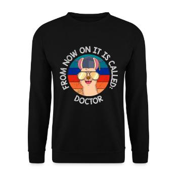 Ab jetzt heißt es Herr Doktor Doktortitel - Unisex Pullover - Schwarz - Vorne - Alina (178cm) & Michal (187cm)