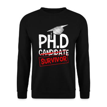 Ph.D J’ai survécu J’ai un doctorat - Sweat-shirt Unisexe - noir - Devant - Alina (178cm) & Michal (187cm)