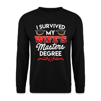 Survécu Ma femme a une maîtrise - Sweat-shirt Unisexe - noir - Devant - Alina (178cm) & Michal (187cm)