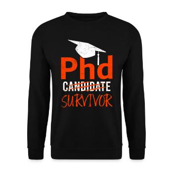 Ph.D J’ai survécu J’ai un doctorat - Sweat-shirt Unisexe - noir - Devant - Alina (178cm) & Michal (187cm)