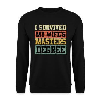 Survécu Ma femme a une maîtrise - Sweat-shirt Unisexe - noir - Devant - Alina (178cm) & Michal (187cm)