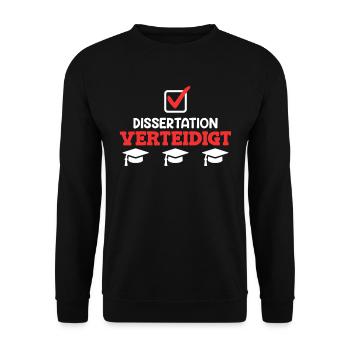 Dissertation verteidigen Doktor Ph.D Doktortitel - Unisex Pullover - Schwarz - Vorne - Alina (178cm) & Michal (187cm)