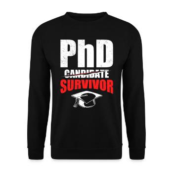 Survives Doctor Degree Ph.D Doctorate - Unisex Sweatshirt - black - Front - Alina (178cm) & Michal (187cm)