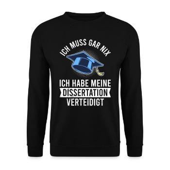 Dissertation verteidigt Endlich Doktor Doktortitel - Unisex Pullover - Schwarz - Vorne - Alina (178cm) & Michal (187cm)