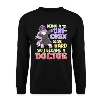 Être une licorne était difficile Docteur Doctorat - Sweat-shirt Unisexe - noir - Devant - Alina (178cm) & Michal (187cm)