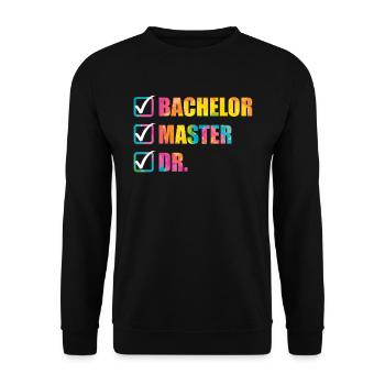 Endlich fertig Doktor Abschluss Ph.D Doktortitel - Unisex Pullover - Schwarz - Vorne - Alina (178cm) & Michal (187cm)