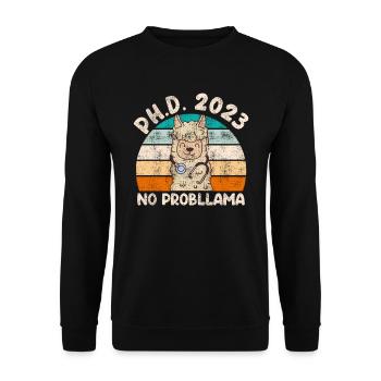 Doctoral Degree 2023 No Probllama PhD PhD Degree - Unisex Sweatshirt - black - Front - Alina (178cm) & Michal (187cm)