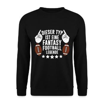 Dieser Typ ist eine Fantasy Football Legende - Unisex Pullover - Schwarz - Vorne - Alina (178cm) & Michal (187cm)