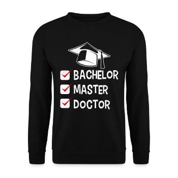 Enfin terminé, je suis Docteur Ph.D Titre de doctorat - Sweat-shirt Unisexe - noir - Devant - Alina (178cm) & Michal (187cm)