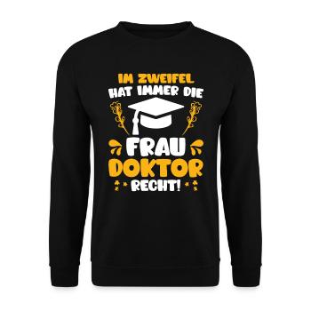 Le docteur a toujours raison Ph.D doctorat - Sweat-shirt Unisexe - noir - Devant - Alina (178cm) & Michal (187cm)
