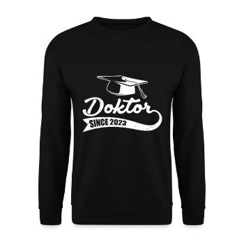 Doctor degree 2023 finished Ph.D doctoral degree - Unisex Sweatshirt - black - Front - Alina (178cm) & Michal (187cm)