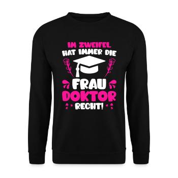 Le docteur a toujours raison Ph.D doctorat - Sweat-shirt Unisexe - noir - Devant - Alina (178cm) & Michal (187cm)