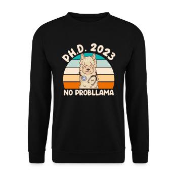 PhD Graduated 2023 No Probllama PhD Doctoral Degree - Unisex Sweatshirt - black - Front - Alina (178cm) & Michal (187cm)