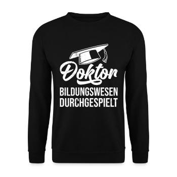 Études Terminées Doctor PhD Titre de PhD - Sweat-shirt Unisexe - noir - Devant - Alina (178cm) & Michal (187cm)