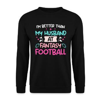 Fantasy Football Ehefrau - Unisex Pullover - Schwarz - Vorne - Alina (178cm) & Michal (187cm)