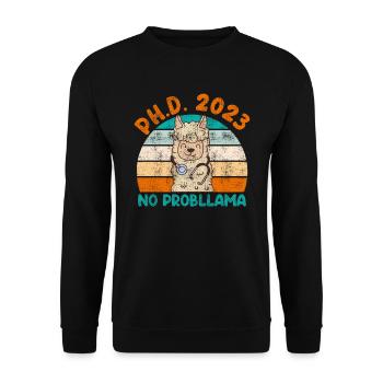 PhD Graduated 2023 No Probllama PhD Doctoral Degree - Unisex Sweatshirt - black - Front - Alina (178cm) & Michal (187cm)