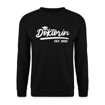 Doktorin seit 2023 Abschluss Ph.D Doktortitel - Unisex Pullover - Schwarz - Vorne - Alina (178cm) & Michal (187cm)