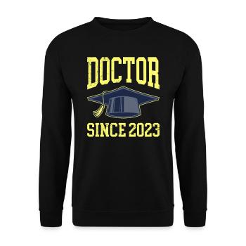 Phinished Graduation 2023 Docteur Ph.D Doctorat - Sweat-shirt Unisexe - noir - Devant - Alina (178cm) & Michal (187cm)