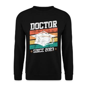 Docteur depuis 2023 Diplôme Ph.D Doctorat - Sweat-shirt Unisexe - noir - Devant - Alina (178cm) & Michal (187cm)