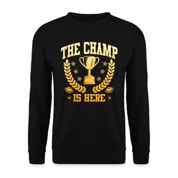 Der Fantasy Football Champ ist hier - Unisex Pullover - Schwarz - Vorne - Alina (178cm) & Michal (187cm)