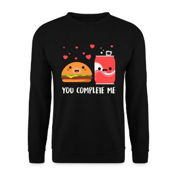 Burger en couple avec soda Love Saint-Valentin - Sweat-shirt Unisexe - noir - Devant - Alina (178cm) & Michal (187cm)