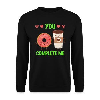 Café Love Donut Lovers Saint-Valentin - Sweat-shirt Unisexe - noir - Devant - Alina (178cm) & Michal (187cm)