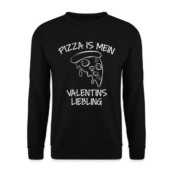 Pizza is my Valentine Fast Food Lover Valentinstag - Unisex Pullover - Schwarz - Vorne - Alina (178cm) & Michal (187cm)