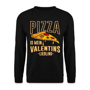 Pizza is my Valentine Fast Food Lover Valentinstag - Unisex Pullover - Schwarz - Vorne - Alina (178cm) & Michal (187cm)