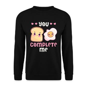 Liebespaar Eier Speck Toast Frühstück Valentinstag - Unisex Pullover - Schwarz - Vorne - Alina (178cm) & Michal (187cm)