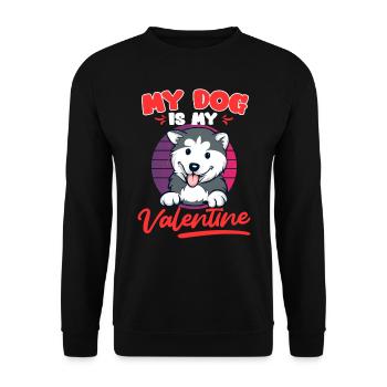 Husky Mon chien est mon amour Saint-Valentin - Sweat-shirt Unisexe - noir - Devant - Alina (178cm) & Michal (187cm)