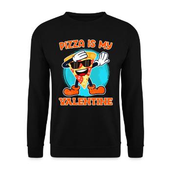 Ich liebe Essen Ich liebe Pizza Valentinstag - Unisex Pullover - Schwarz - Vorne - Alina (178cm) & Michal (187cm)