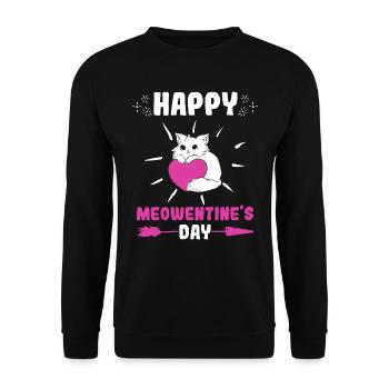 Happy Meowentine’s Day Cats Saint-Valentin - Sweat-shirt Unisexe - noir - Devant - Alina (178cm) & Michal (187cm)