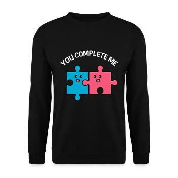 Valentine's Day Saying You complete me - Unisex Sweatshirt - black - Front - Alina (178cm) & Michal (187cm)