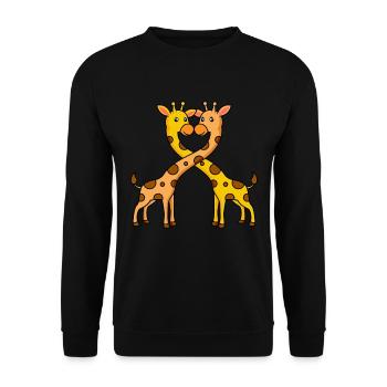 Giraffen Herz Liebe Valentinstag - Unisex Pullover - Schwarz - Vorne - Alina (178cm) & Michal (187cm)