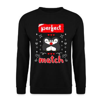 Perfect Match! Penguin Love Valentine's Day - Unisex Sweatshirt - black - Front - Alina (178cm) & Michal (187cm)