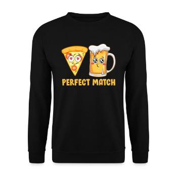 Perfect Match Beer Pizza Love Valentine's Day - Unisex Sweatshirt - black - Front - Alina (178cm) & Michal (187cm)