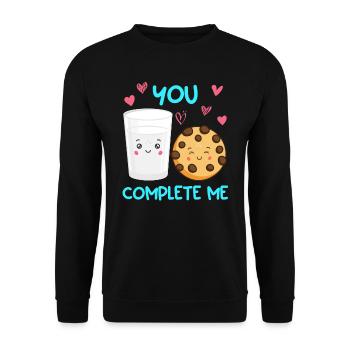 Kaffee Liebe Kekse Liebespaar Valentinstag - Unisex Pullover - Schwarz - Vorne - Alina (178cm) & Michal (187cm)
