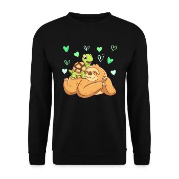 J’aime ma chérie paresseuse Amour Saint-Valentin - Sweat-shirt Unisexe - noir - Devant - Alina (178cm) & Michal (187cm)