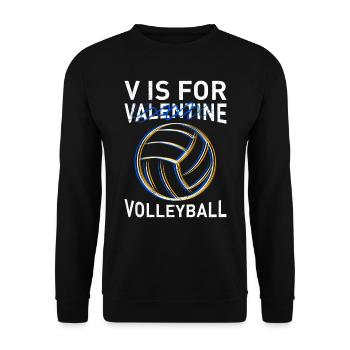 V signifie joueur de volley-ball - Sweat-shirt Unisexe - noir - Devant - Alina (178cm) & Michal (187cm)