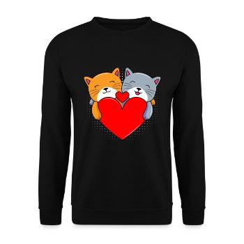 Chats amoureux de la Saint-Valentin Cher Valentin - Sweat-shirt Unisexe - noir - Devant - Alina (178cm) & Michal (187cm)