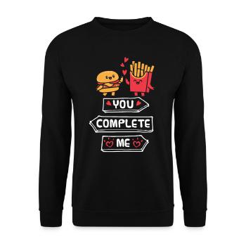 You complete me! Fast Food Lover Burger fries - Unisex Sweatshirt - black - Front - Alina (178cm) & Michal (187cm)