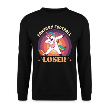 Fantasy Football Loser Einhorn Fantasy Football - Unisex Pullover - Schwarz - Vorne - Alina (178cm) & Michal (187cm)
