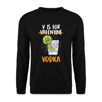 V signifie Vodka Couple Love Valentine’s Day - Sweat-shirt Unisexe - noir - Devant - Alina (178cm) & Michal (187cm)