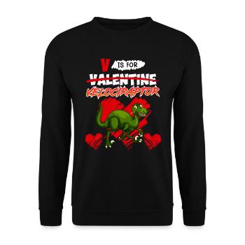 Dinosaur V signifie Velociraptor Saint-Valentin - Sweat-shirt Unisexe - noir - Devant - Alina (178cm) & Michal (187cm)